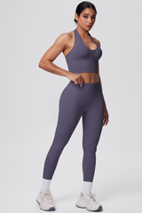 Women's Seamless Halter Tank Sport Leggings Two-Piece Set