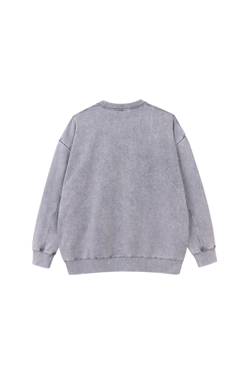 Unisex Fall Washed Vintage Drop Shoulder Relaxed Pullover