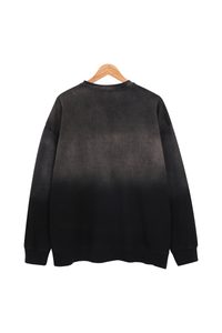 Unisex Fall Washed Vintage Gradient Crew Neck Sweatshirt