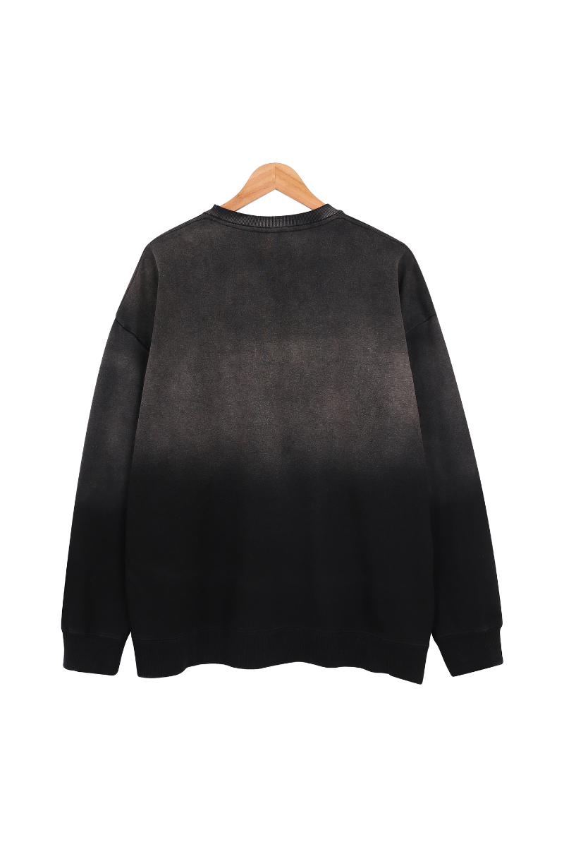 Unisex Fall Washed Vintage Gradient Crew Neck Sweatshirt