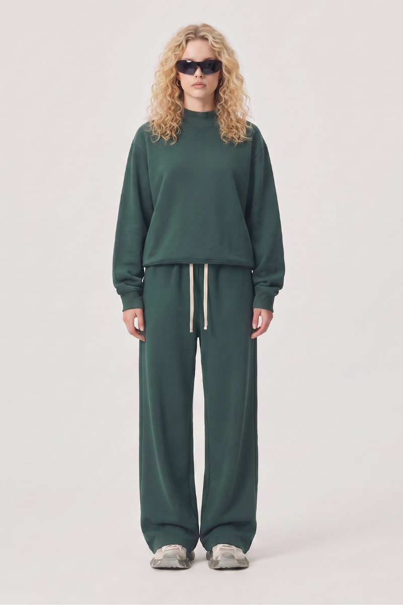 Unisex Fall Fleece Mock Neck Sweatshirt and Sweatpants Sets