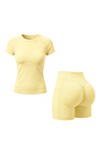 Women's Cropped T-shirt And High Waist Side Pocket Yoga Set