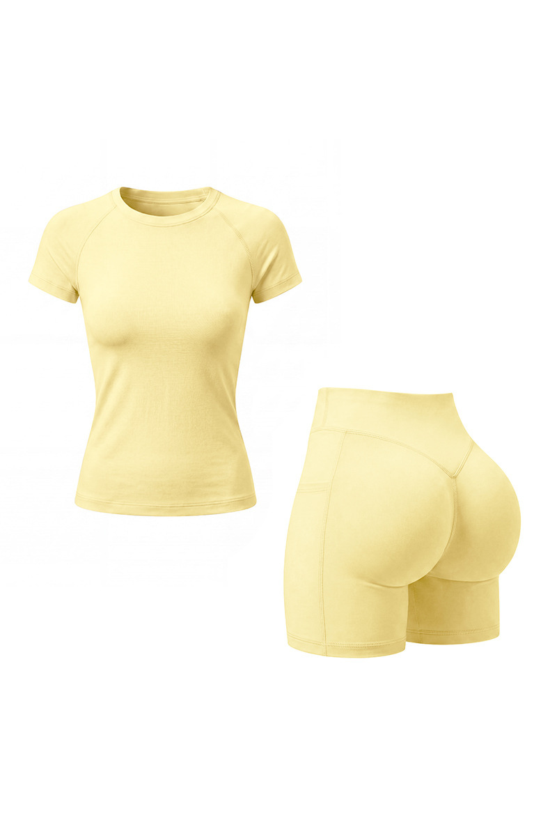 Women's Cropped T-shirt And High Waist Side Pocket Yoga Set