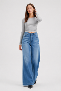 Women's Fall High Waist Wide Leg Flare Jeans