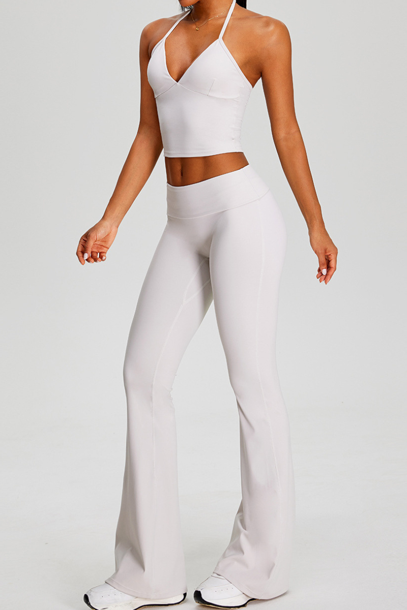 Women's Sets:Halter Tank Top And Pleated Flare Pants