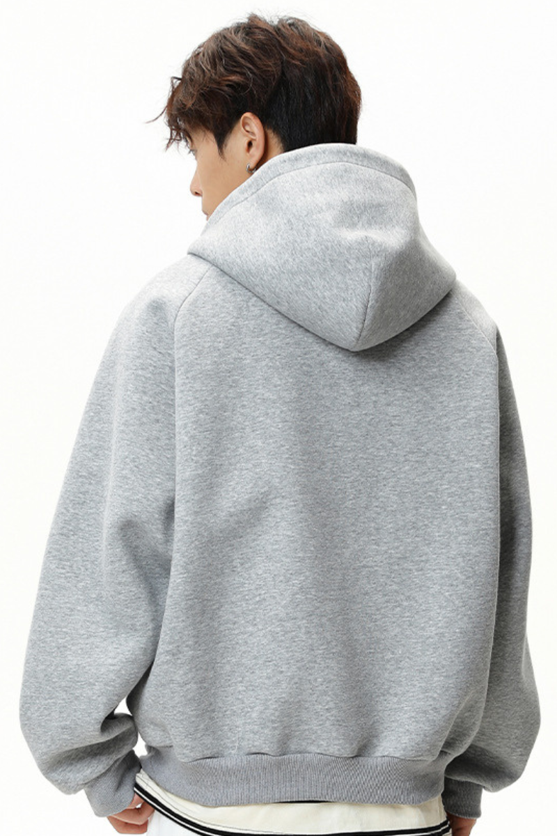 Men's Fall/Winter Fleece-Lined Half-Zip Hooded Sweatshirt