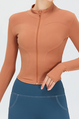 Women's Athletic Stand Collar Full Zipper Slim Jacket