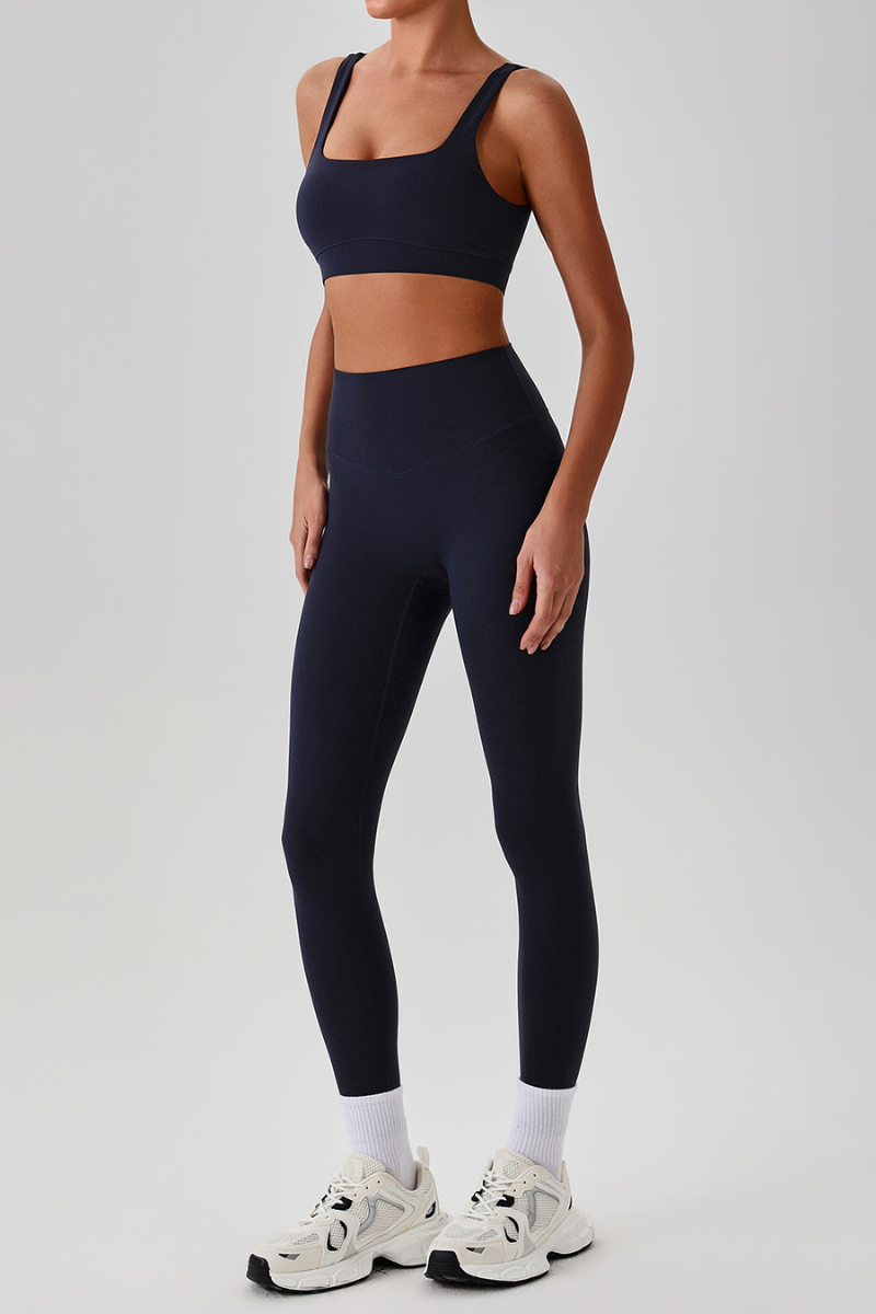 Women's Wide Strap U-neck Bra & High Waist Yoga Leggings Set