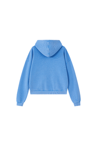 Women's Fall Vintage Washed Waffle Full Zip Up Hooded Jacket