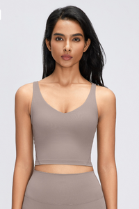 Women's Naked Feeling V Neck Padded Sports Yoga Bra
