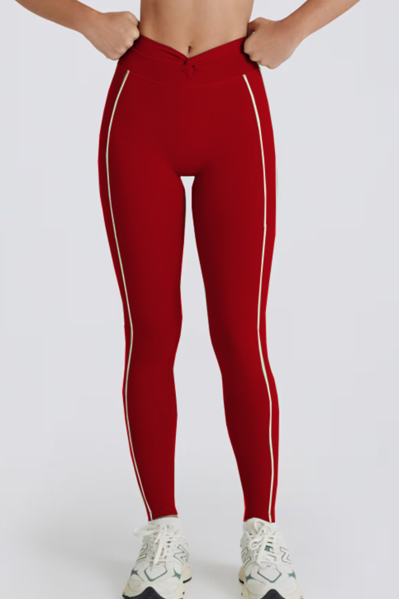 Women's Twist Contrast Line Butt-Lifting Yoga Leggings