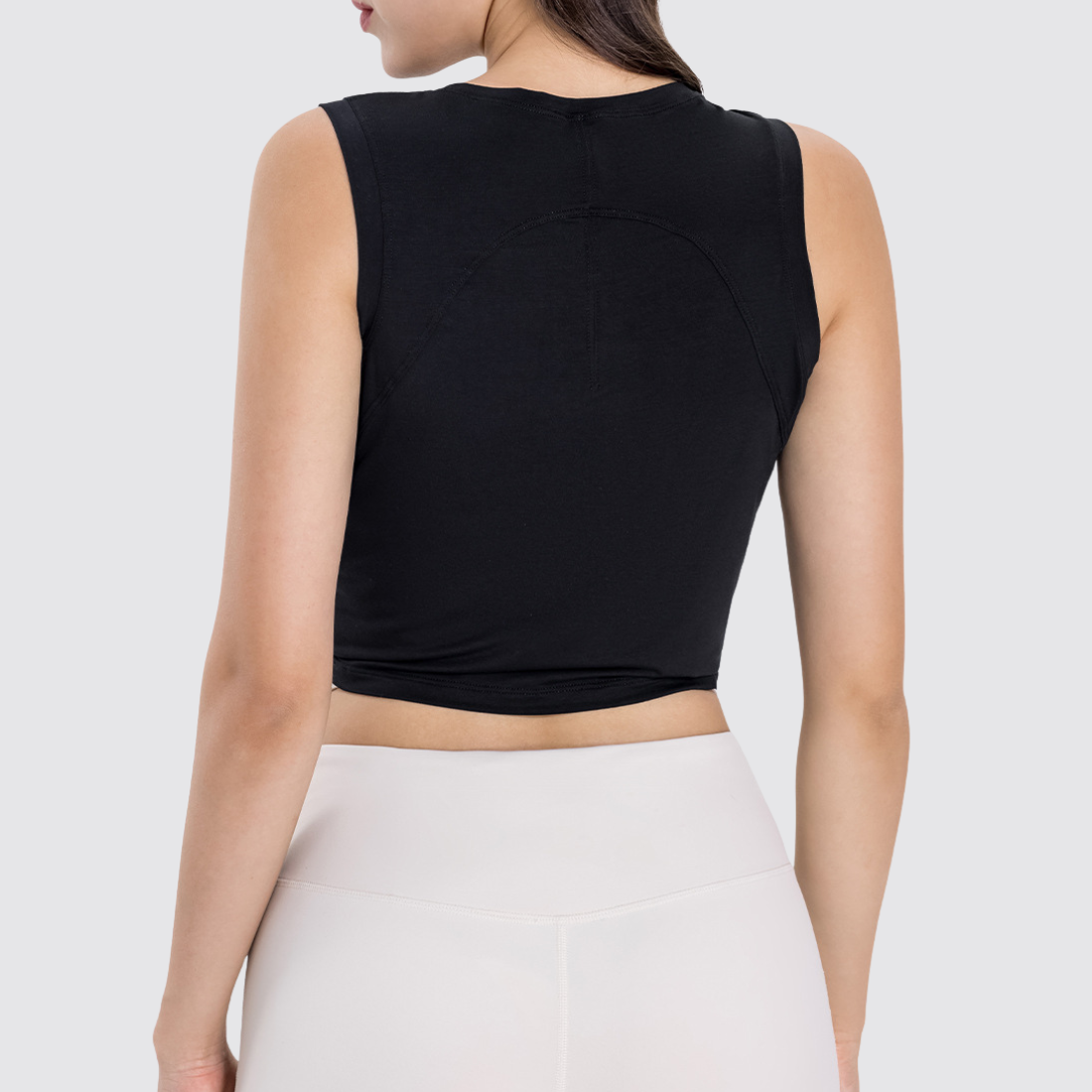 Women's Soft Yoga Top - Drawstring Ruched Slim Fit Tank