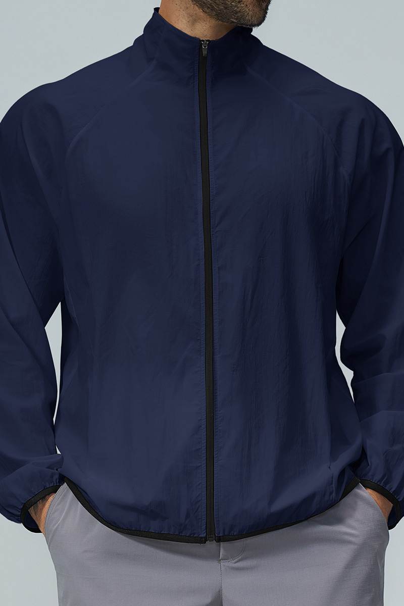 Men's Lightweight Stand Collar Full Zip Sun Protection Jacket