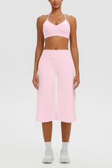 Women's Halter Bra & Wide Leg Yoga Cropped Pants Set