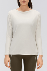 Women's Simple Boat Neck Long Sleeve T Shirt