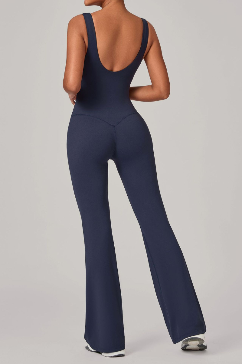 Women's Athletic U-neck Backless One-piece Jumpsuits