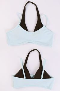 Women's Two-Piece Look Bra And Ruched Waist Wide-Leg Pants Yoga Set