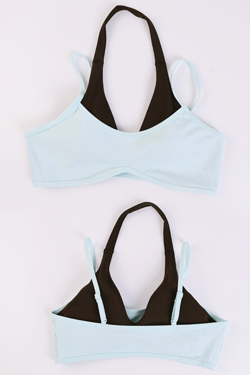 Women's Two-Piece Look Bra And Ruched Waist Wide-Leg Pants Yoga Set