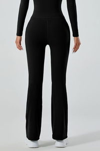 Women's micro-ruffle flare pants.