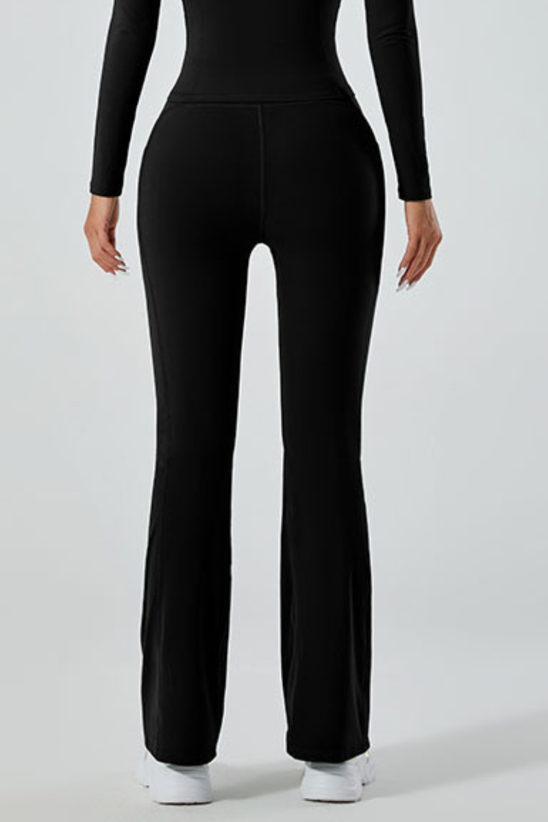 Women's micro-ruffle flare pants.