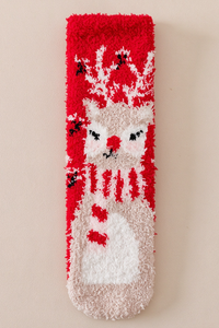 Unisex Christmas Gift Cute Print Holiday Coral Fleece Socks