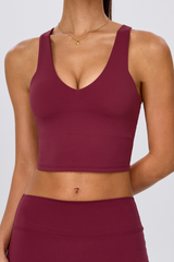 Women's Athletic V Neck Y Back Padded Yoga Bra