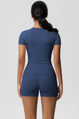 Women Yoga Set: Quick Dry Breathable Short Sleeve + Shorts