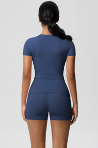 Women Yoga Set: Quick Dry Breathable Short Sleeve + Shorts