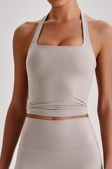 Women's Square Neck Halter Hollow Back Cropped Yoga Tank Top