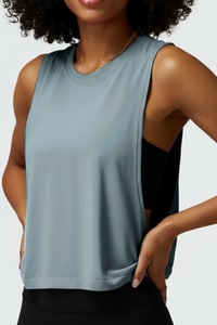 Women's Lightweight Crew Neck High Side Slit Loose Tank Top
