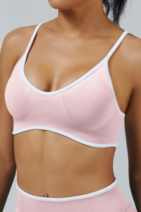 Women's Multi-Color Contrast Trim Padded Sports Yoga Bra