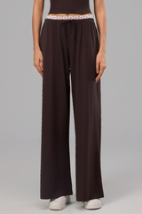 Women's Polka Dot Contrast Waistband Wide Leg Workout Pants