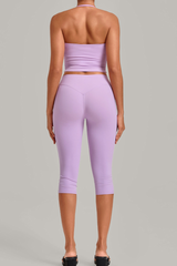 Women’s Halter Tank & Capri Leggings 2-Piece Yoga Set
