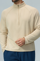 Men's Fall Half Zip Mock Neck Fleece Sports Long Sleeve Top