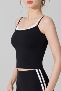 Women's Color‑Contrast Faux Two‑Piece Sports Cami Top