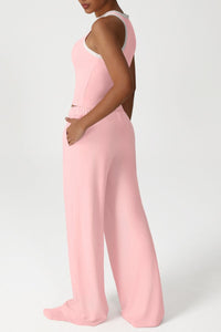 Sleeveless Trim Transport Top + Drawstring Sweatpants 2-Piece Set