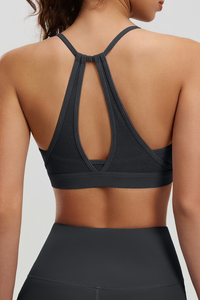 Women's Mesh Spliced Beauty‑Back Padded Sports Bra