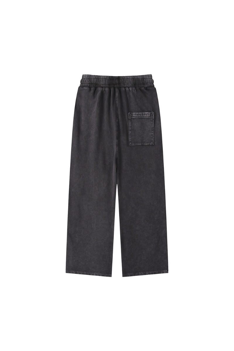 Unisex Fall 100% Cotton Vintage Wax Washed Wide Leg Pants