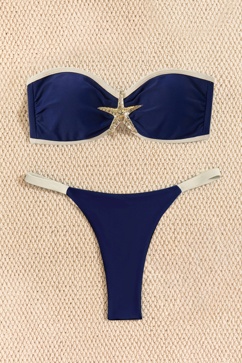 Women's Summer Starfish Bandeau Beach Bikini Set