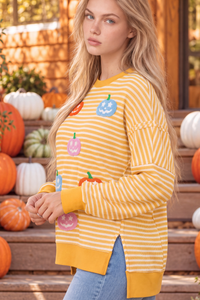 Women's Cute Halloween Colorful Pumpkin Smile Sweatshirt