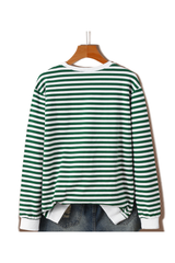 Women's Christmas Cow Striped Color Block Sweatshirt