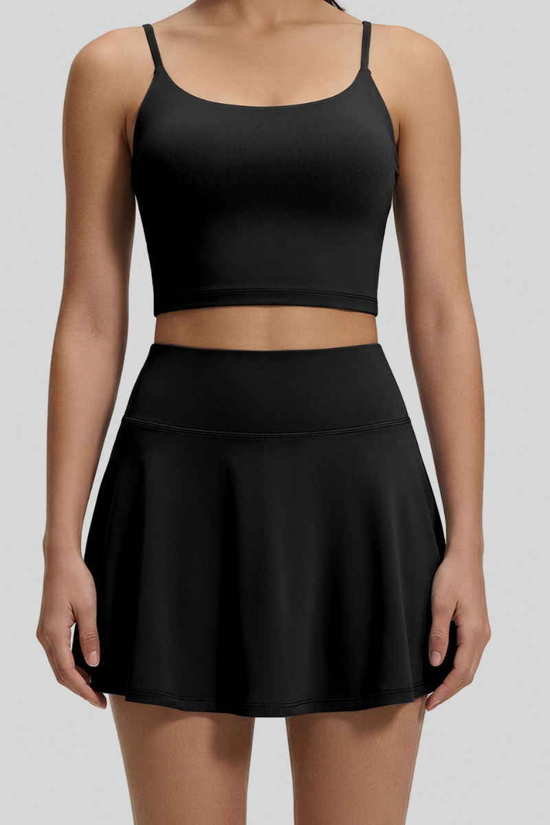 Women's Criss‑Cross Back Cami Top & Skort Yoga Set