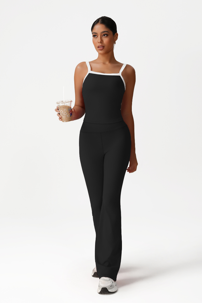 Women High-Waisted Bootcut Butt-Lifting Yoga Set: Vest + Flared Pants