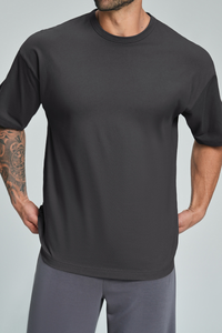 Men's Summer Organic Cotton Loose Crew Neck Solid T-Shirt