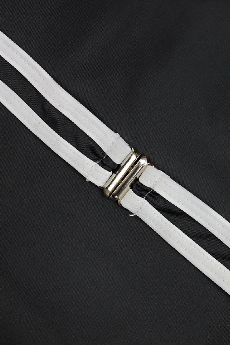 Women's Chain Print V Neck Backless Metal Straps One Piece