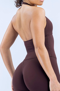 Women's Halter Deep‑V Waist‑Cinching Sports Tank Top