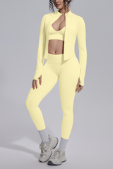 Women's Seamless Yoga Bra & Jacket & Leggings  3-Piece Set