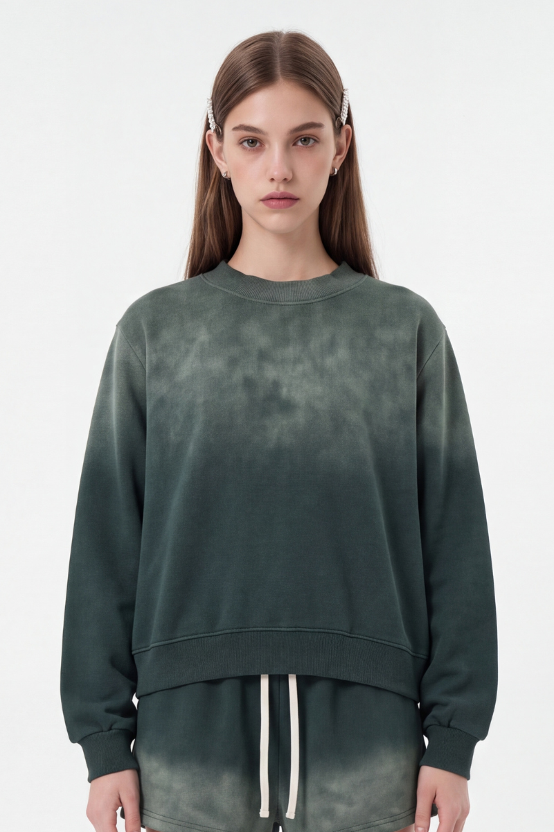 Women's Fall Fleece Vintage Gradient Mock Neck Sweatshirt
