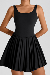 Women's Backless U-Neck Anti-Exposure Pleated Tennis Dress