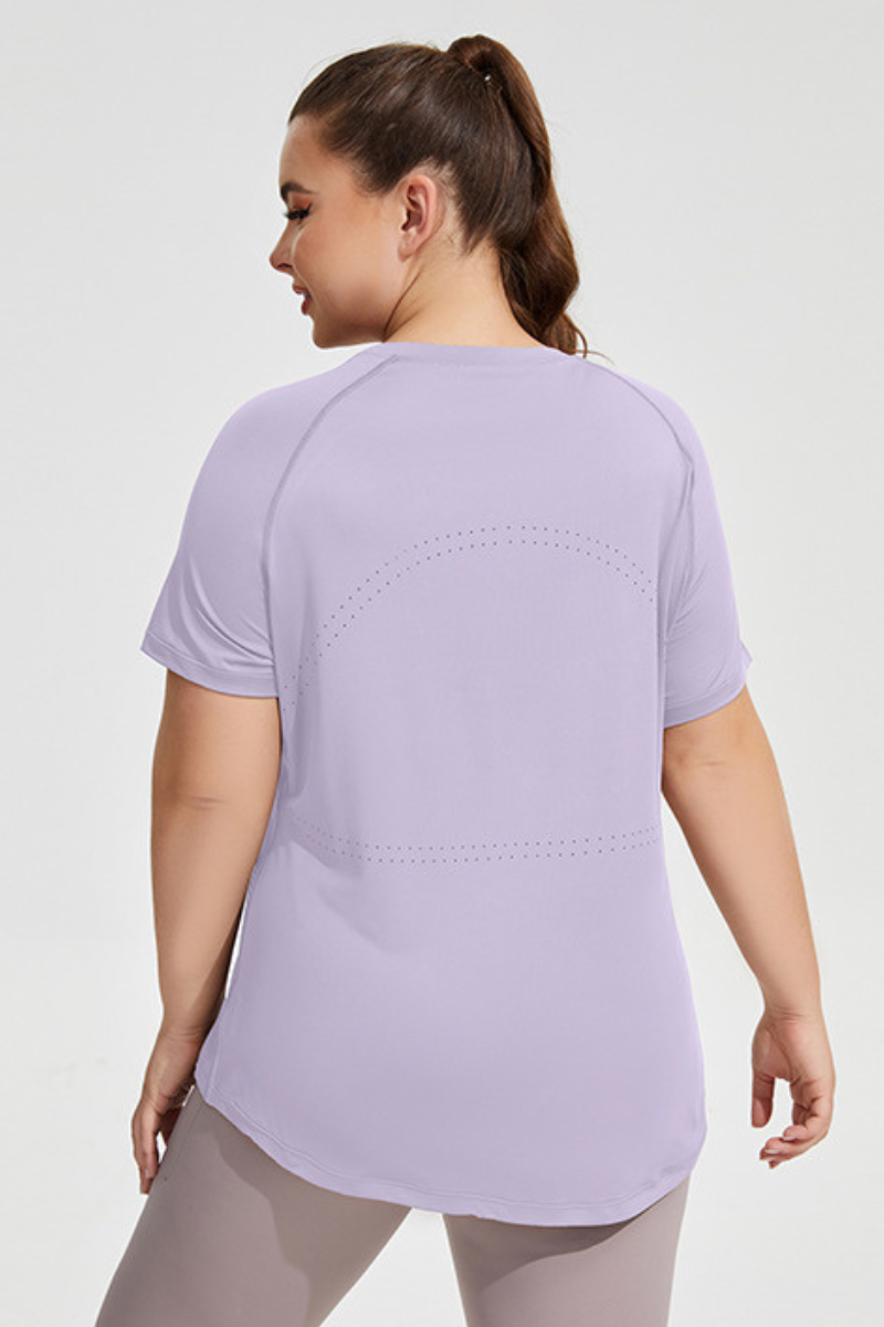 Plus Size Women's Back Mesh Vent Soft Athletic Yoga T-shirt